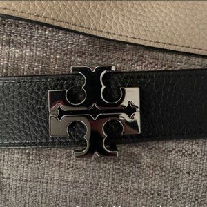 Tory Burch 1.5” reversible black/gray belt